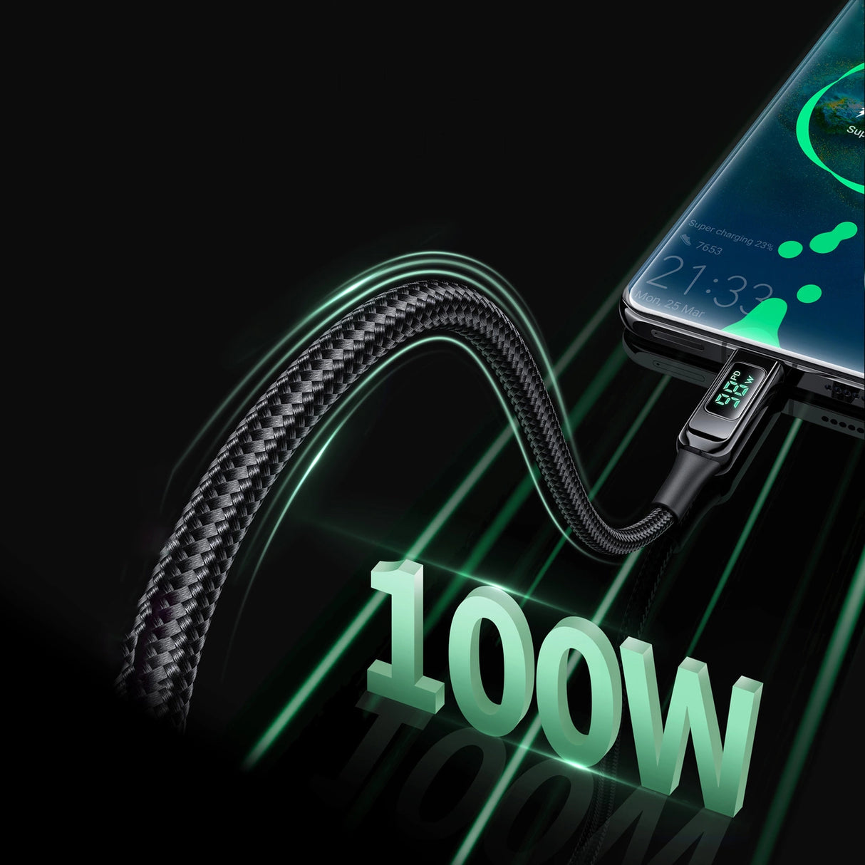Acefast C6-03 sort USB-C - USB-C PD QC kabel 100W 5A 480Mb/s 2m - sort