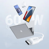 Acefast C3-03 USB-C - USB-C PD QC kabel 60W 3A 480Mb/s 1,2m - hvid