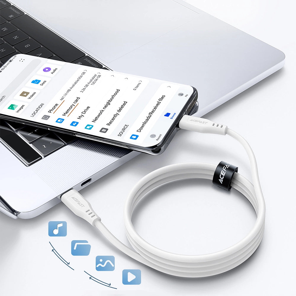 Acefast C3-03 USB-C - USB-C PD QC kabel 60W 3A 480Mb/s 1,2m - hvid