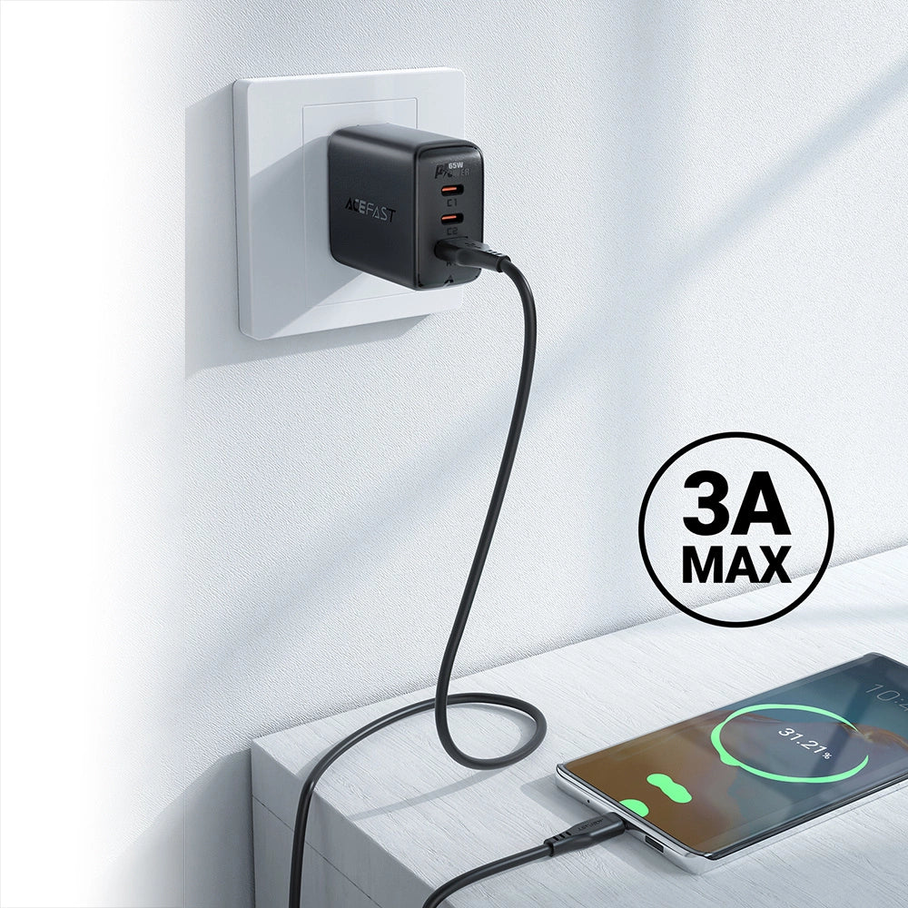 Acefast USB-kabel - USB Type C 1,2 m, 3A hvid (C3-04 hvid)