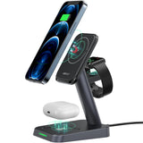 Acefast Qi trådløs oplader 15W til iPhone (med MagSafe), Apple Watch og Apple AirPods Standholder Magnetisk Holder sort (E3 sort)