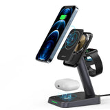 Acefast Qi trådløs oplader 15W til iPhone (med MagSafe), Apple Watch og Apple AirPods Standholder Magnetisk Holder sort (E3 sort)