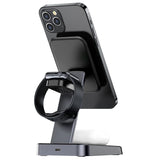 Acefast Qi trådløs oplader 15W til iPhone (med MagSafe), Apple Watch og Apple AirPods Standholder Magnetisk Holder sort (E3 sort)