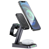 Acefast Qi trådløs oplader 15W til iPhone (med MagSafe), Apple Watch og Apple AirPods Standholder Magnetisk Holder sort (E3 sort)