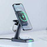 Acefast Qi trådløs oplader 15W til iPhone (med MagSafe), Apple Watch og Apple AirPods Standholder Magnetisk Holder sort (E3 sort)