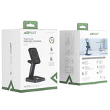 Acefast Qi trådløs oplader 15W til iPhone (med MagSafe), Apple Watch og Apple AirPods Standholder Magnetisk Holder sort (E3 sort)