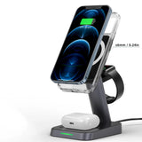Acefast Qi trådløs oplader 15W til iPhone (med MagSafe), Apple Watch og Apple AirPods Standholder Magnetisk Holder sort (E3 sort)
