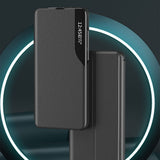 Eco Leather View Case Elegant Flip Cover Stand Function Poco M4 Pro 5G Black