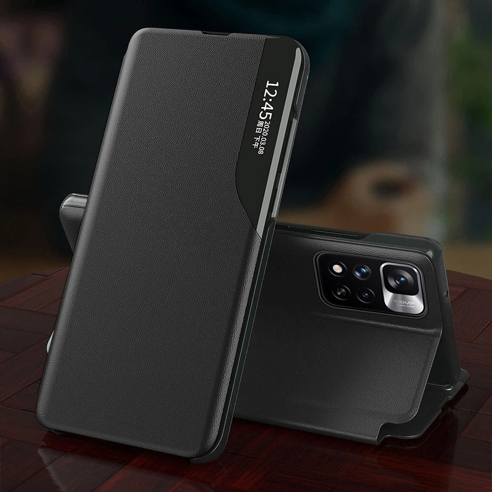 Eco Leather View Case Elegant Flip Cover Stand Function Poco M4 Pro 5G Sort