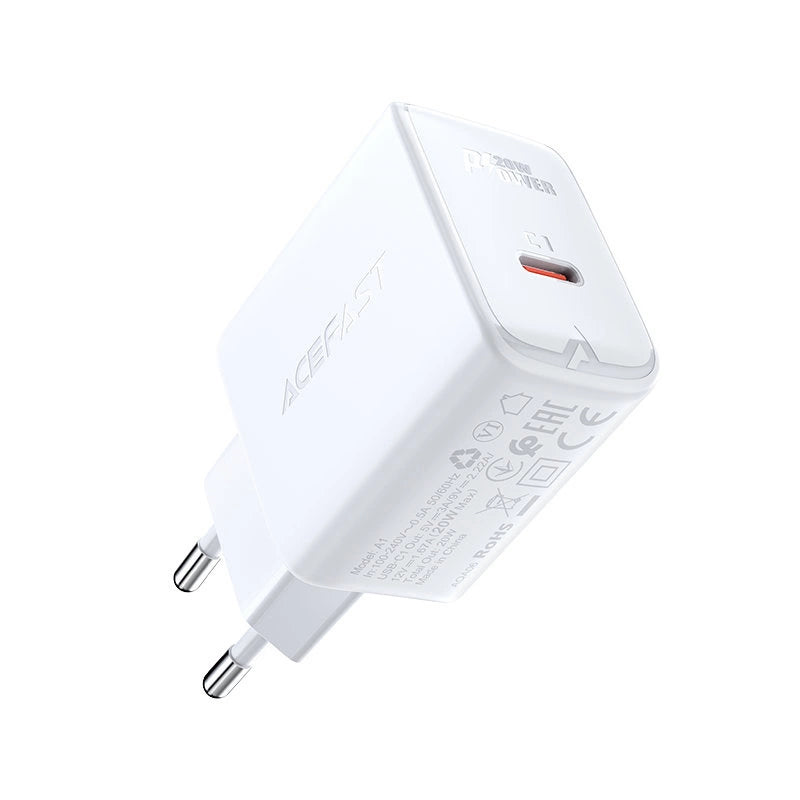 Acefast hurtigoplader USB Type C 20W Power Delivery hvid (A1 EU hvid)