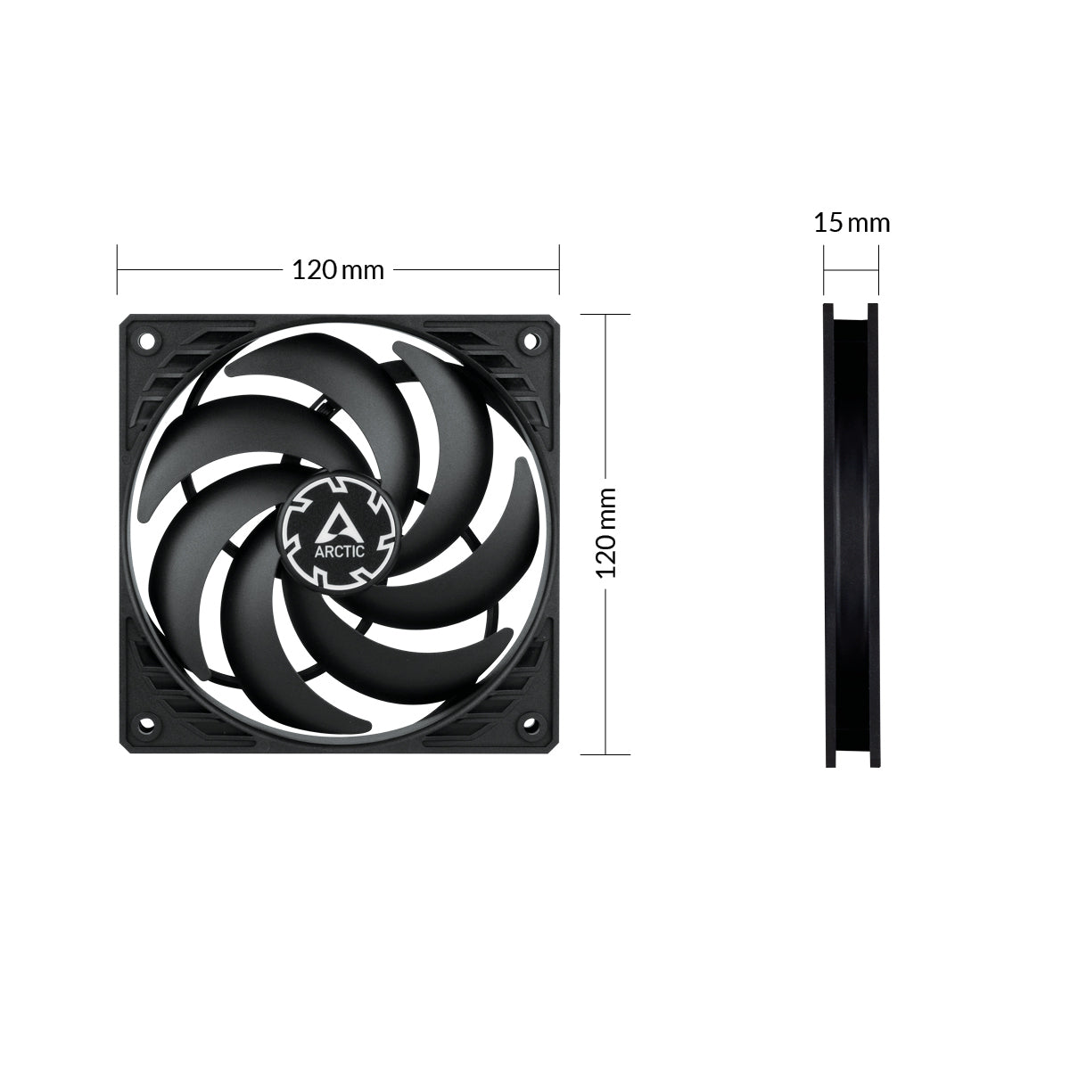 ARCTIC P12 Slim PWM PST Computerkabinet Ventilator 12 cm Sort 1 stk