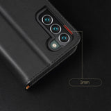 Dux Ducis Hivo Læder Flip Cover Ægte læder tegnebog til kort og dokumenter Samsung Galaxy S22 + (S22 Plus) Rød