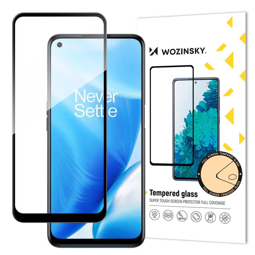 Wozinsky Super Tough Full Glue tempereret glas fuld skærm med rammeske Venlig OnePlus Nord N200 5G sort