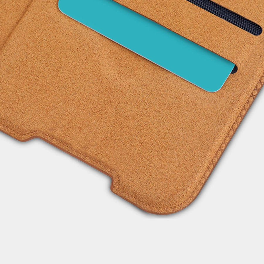Nillkin Qin Case Case til Xiaomi Redmi Note 11T 5G / Note 11S 5G / Note 11 5G (Kina) / Poco M4 Pro 5G Kamera Cover Holster Cover Flip Case Brown