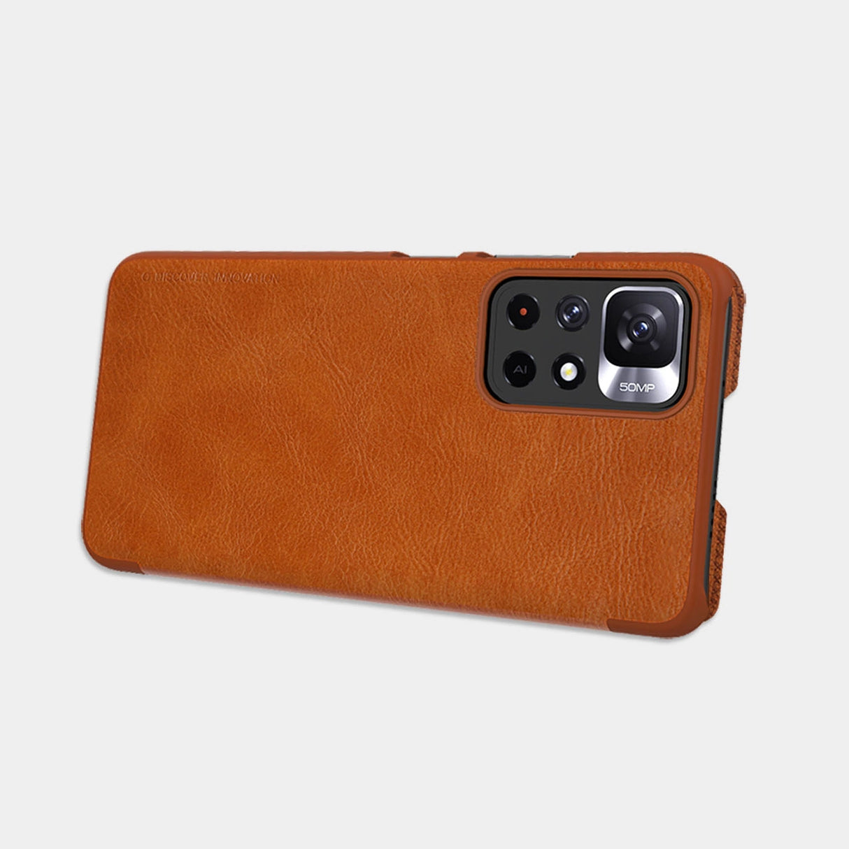 Nillkin Qin Case Case til Xiaomi Redmi Note 11T 5G / Note 11S 5G / Note 11 5G (Kina) / Poco M4 Pro 5G Kamera Cover Holster Cover Flip Case Brown