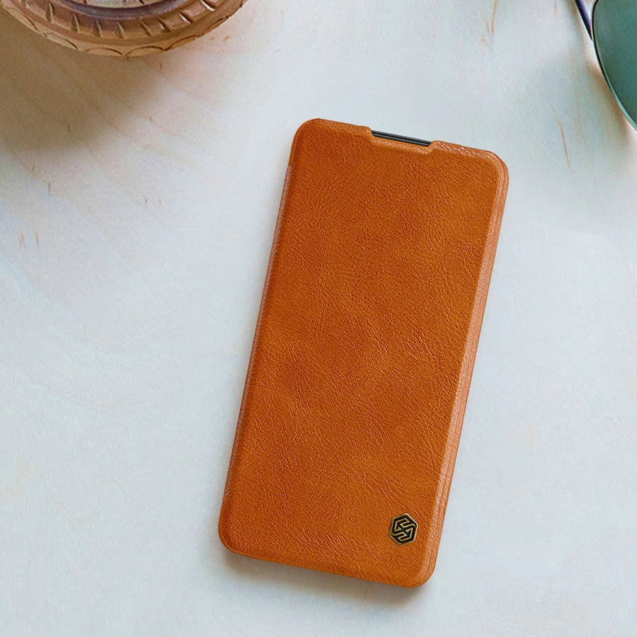 Nillkin Qin Case Case til Xiaomi Redmi Note 11T 5G / Note 11S 5G / Note 11 5G (Kina) / Poco M4 Pro 5G Kamera Cover Holster Cover Flip Case Brown