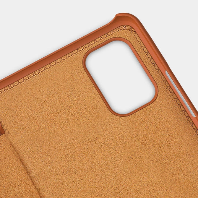 Nillkin Qin Case Case til Xiaomi Redmi Note 11T 5G / Note 11S 5G / Note 11 5G (Kina) / Poco M4 Pro 5G Kamera Cover Holster Cover Flip Case Brown