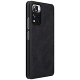 Nillkin Qin Case Case til Xiaomi Redmi Note 11 Pro+ (Kina) / Redmi Note 11 Pro (Kina) / Mi11i HyperCharge Camera Protector Holster Cover Flip Case Black