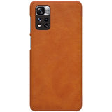 Nillkin Qin Case Case for Xiaomi Redmi Note 11 Pro+ (Kina) / Redmi Note 11 Pro (Kina) / Mi11i HyperCharge Camera Protector Holster Cover Flip Case Brown