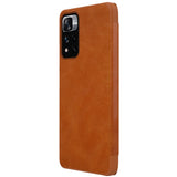Nillkin Qin Case Case for Xiaomi Redmi Note 11 Pro+ (Kina) / Redmi Note 11 Pro (Kina) / Mi11i HyperCharge Camera Protector Holster Cover Flip Case Brown