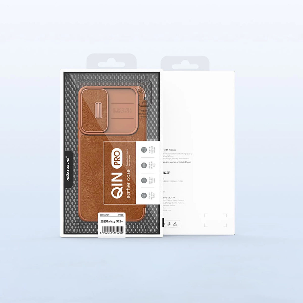 Nillkin Qin læder Pro Case Case for Samsung Galaxy S22 + (S22 Plus) Kamera beskytter Holster Cover Flip Case sort