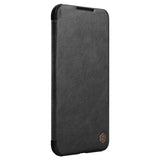 Nillkin Qin læder Pro Case Case for Samsung Galaxy S22 + (S22 Plus) Kamera beskytter Holster Cover Flip Case sort