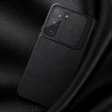 Nillkin Qin læder Pro Case Case for Samsung Galaxy S22 + (S22 Plus) Kamera beskytter Holster Cover Flip Case sort