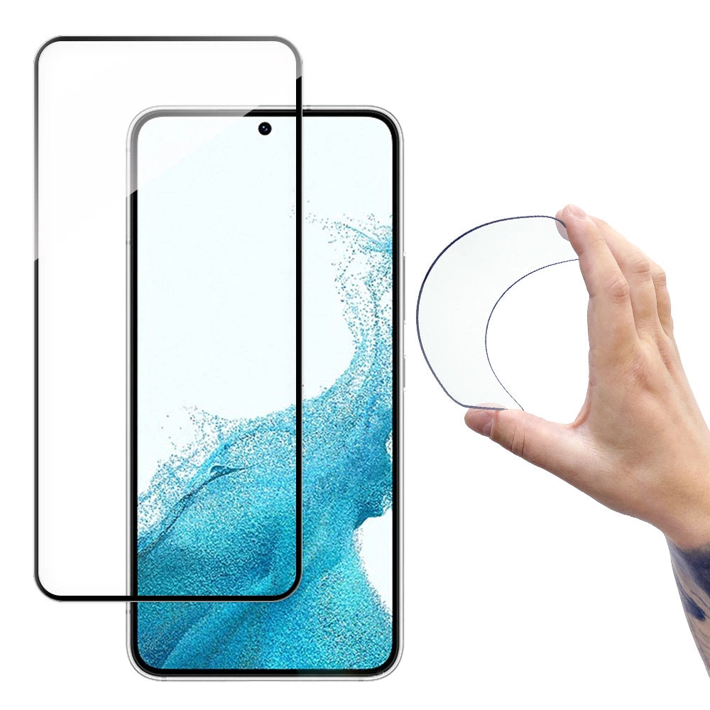 Wozinsky Full Cover Flexi Nano Glass Film Temperet Glas Med Ram For Samsung Galaxy S22 + (S22 Plus) Gennemsigtig