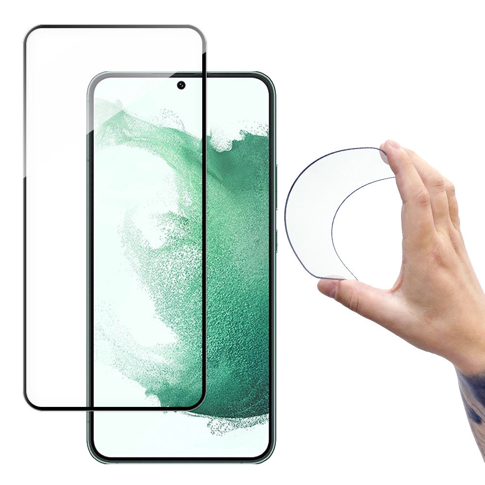 Wozinsky Full Cover Flexi Nano Glass Film Temperet Glas med en ramme til Samsung Galaxy S22 gennemsigtig