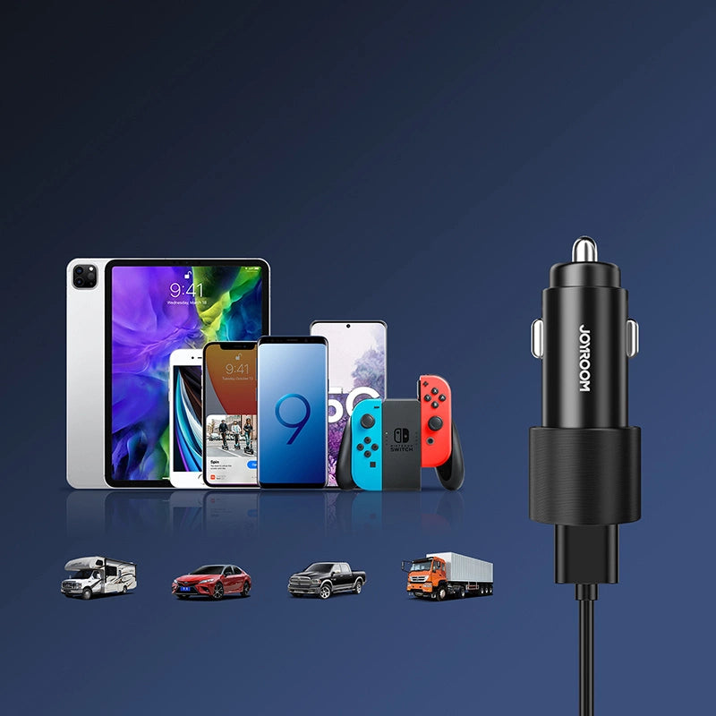 Joyroom biloplader 2 x USB med baglys 24W sort (JR-CL10)