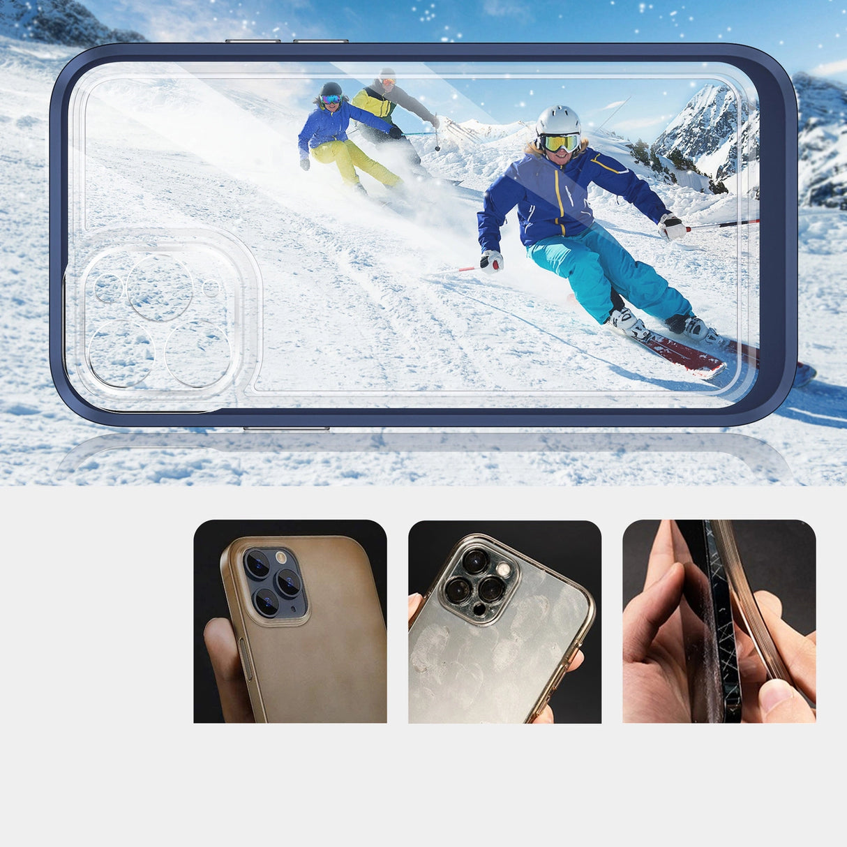 Klar 3in1 case til iPhone 11 Pro Max blå ramme gel cover