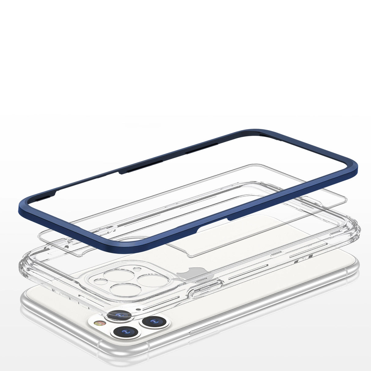 Klar 3in1 case til iPhone 11 Pro Max blå ramme gel cover