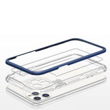 Klar 3in1 case til iPhone 11 Pro Max blå ramme gel cover