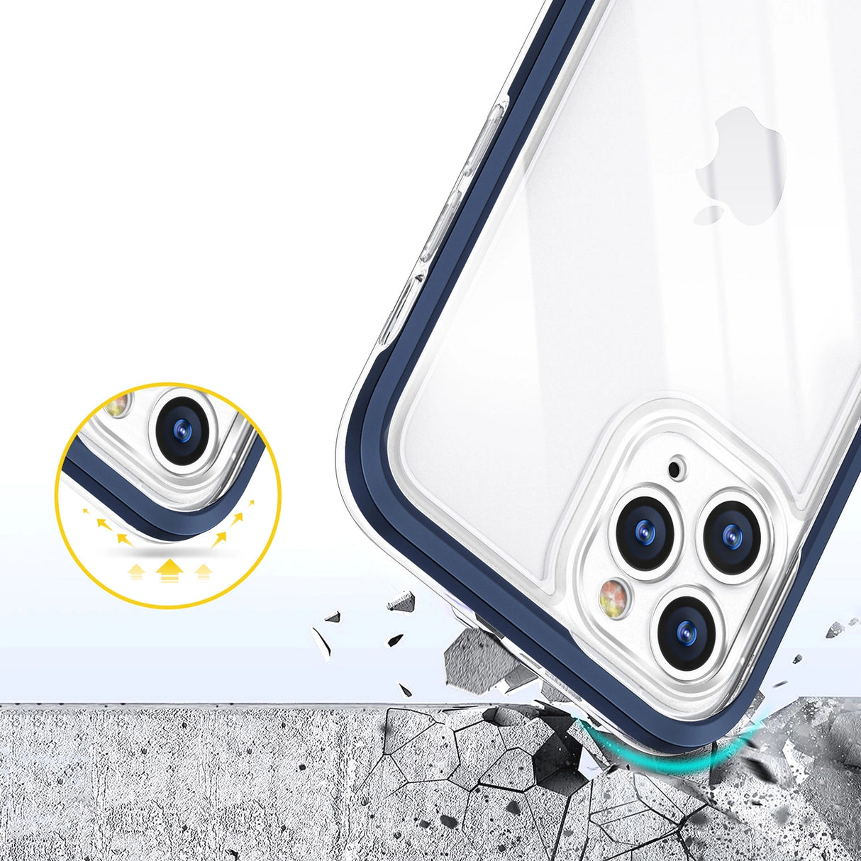 Klar 3in1 case til iPhone 11 Pro Max blå ramme gel cover