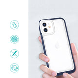 Klar 3in1 case til iPhone 12 blå ramme gel cover