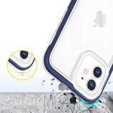 Klar 3in1 case til iPhone 12 blå ramme gel cover