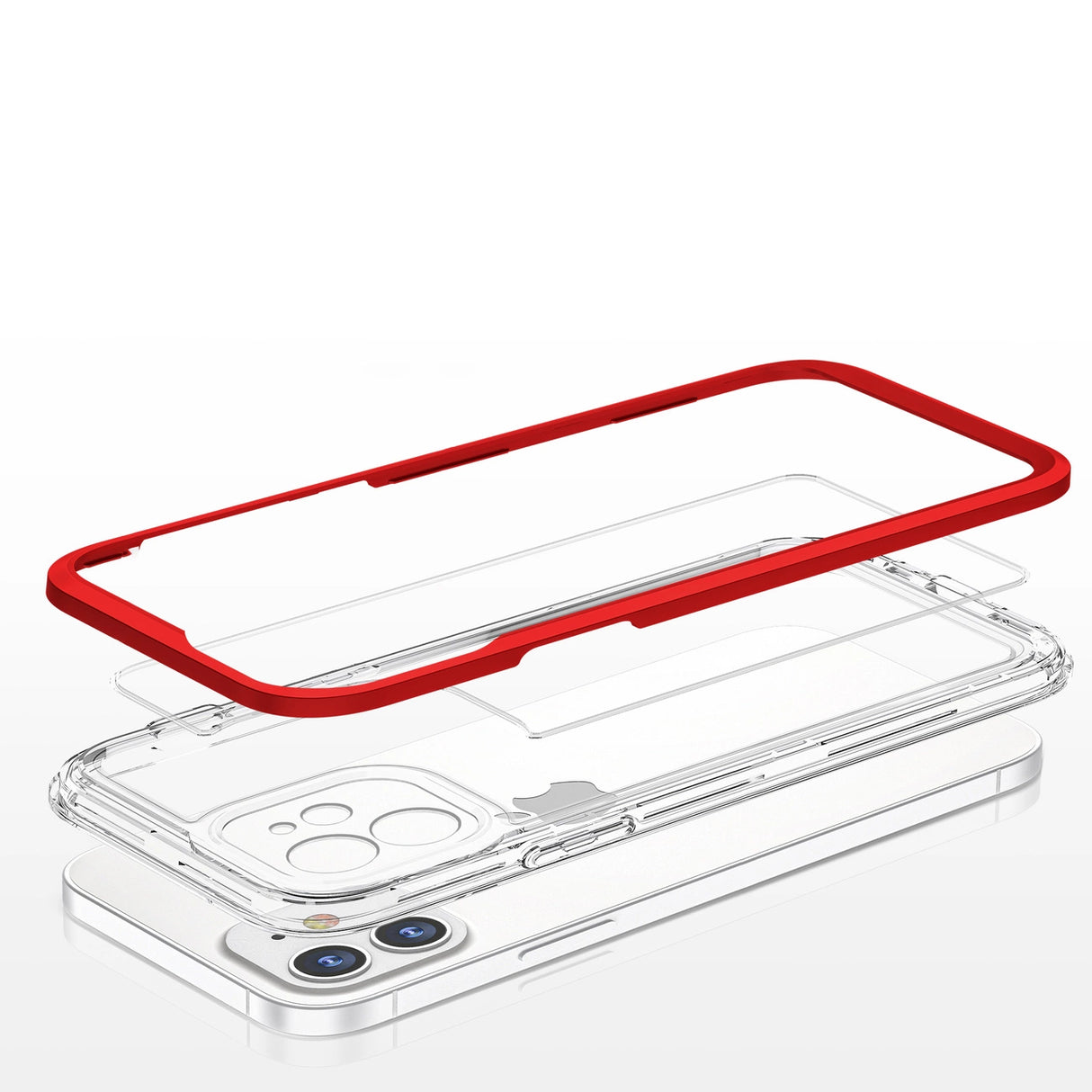 Gennemsigtige 3in1 tilfælde for iPhone 12 ramme gel dækning rød