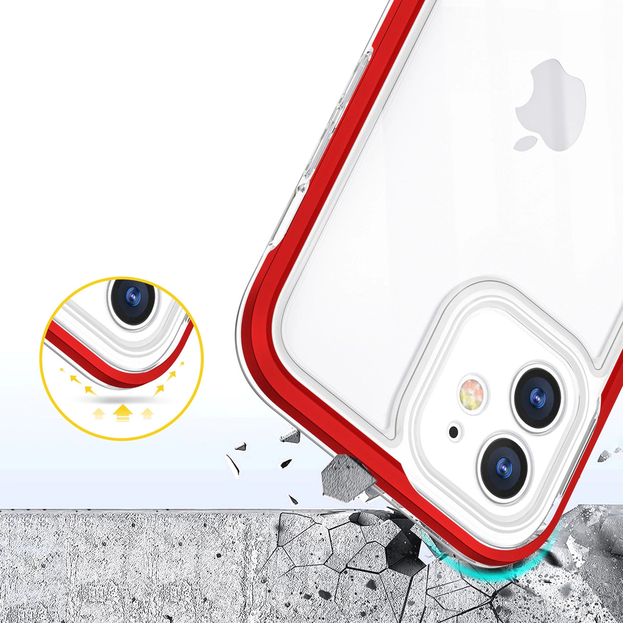 Gennemsigtige 3in1 tilfælde for iPhone 12 ramme gel dækning rød