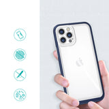 Klar 3in1 case til iPhone 12 Pro blå ramme gel cover