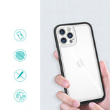 Gennemsigtige 3in1 case til iPhone 12 Pro Max case gel cover med ramme sort