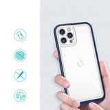 Gennemsigtige 3in1 case til iPhone 12 Pro Max blå ramme gel cover