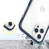 Klar 3in1 case til iPhone 12 Pro Max blå ramme gel cover