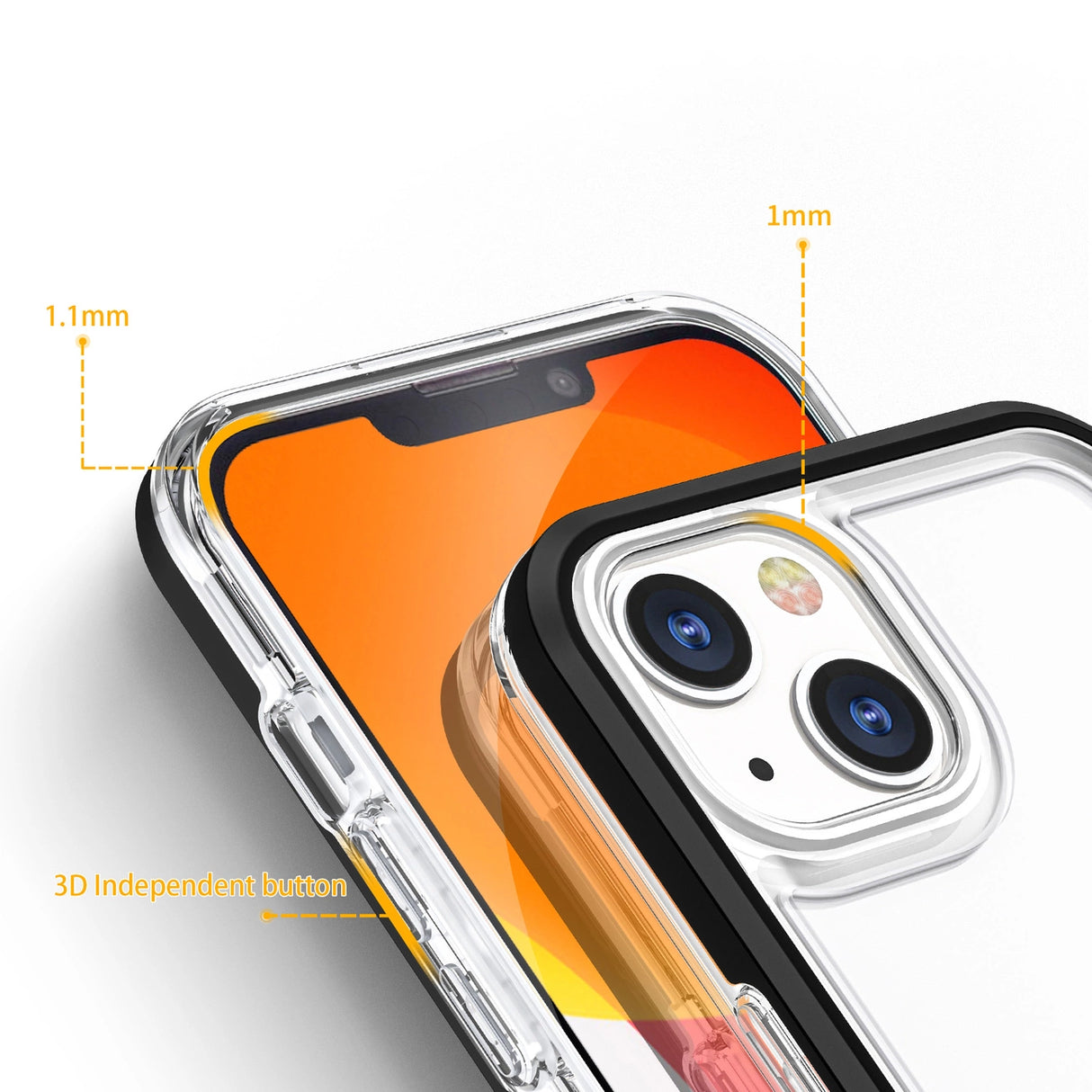 Gennemsigtig 3in1 case til iPhone 13 mini gel cover med ramme sort