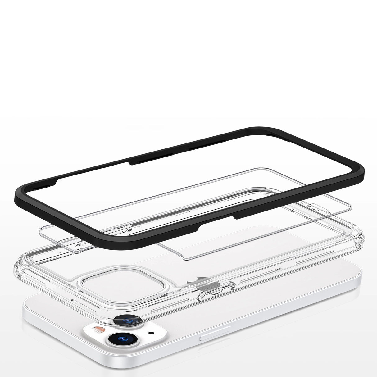 Gennemsigtig 3in1 case til iPhone 13 mini gel cover med ramme sort