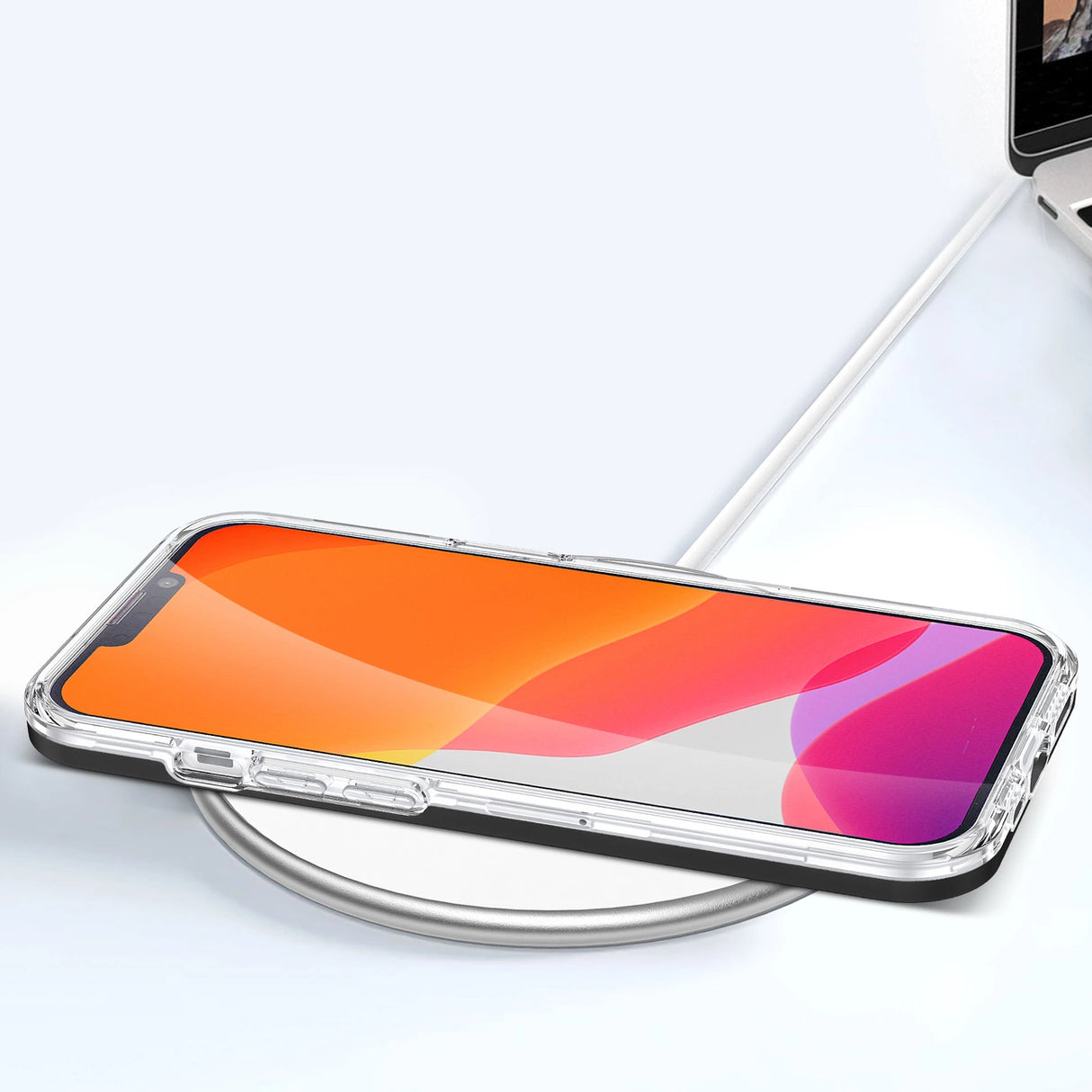 Gennemsigtig 3in1 case til iPhone 13 mini gel cover med ramme sort