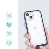 Gennemsigtigt 3in1 fodtøj til iPhone 13 mini gel cover med blå ramme