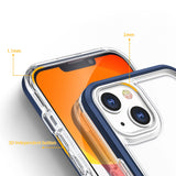 Gennemsigtigt 3in1 fodtøj til iPhone 13 mini gel cover med blå ramme