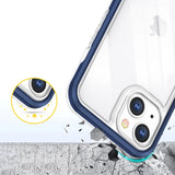 Gennemsigtigt 3in1 fodtøj til iPhone 13 mini gel cover med blå ramme