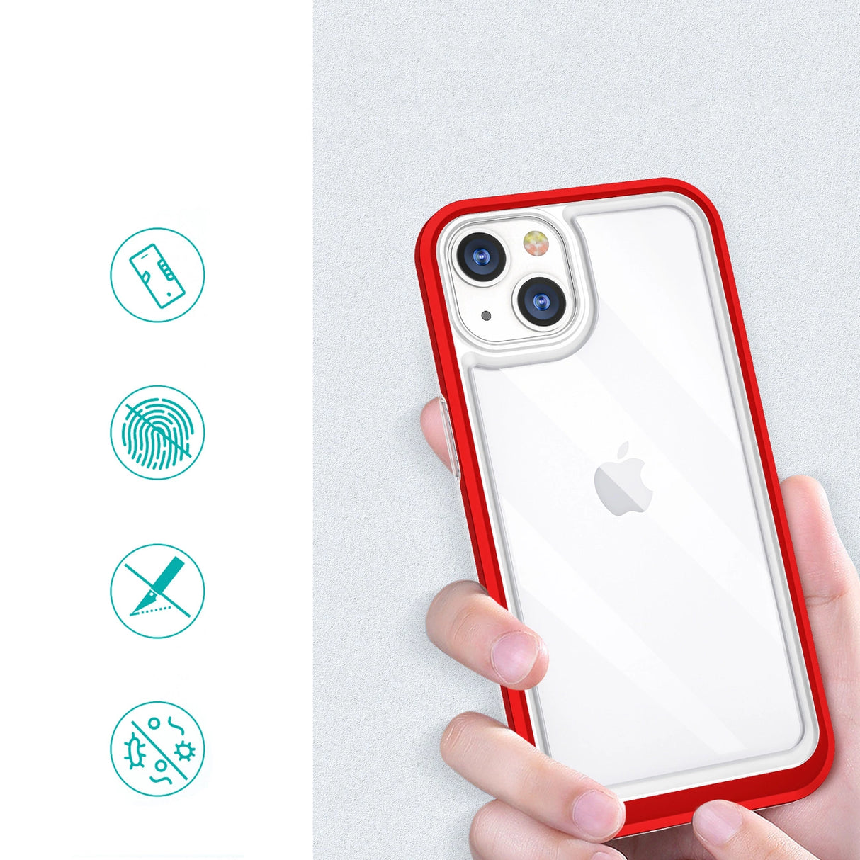 Klar 3in1 case til iPhone 13 mini gel cover med ramme rød