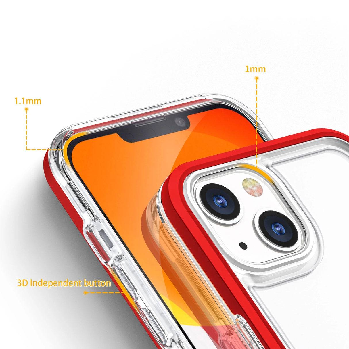 Klar 3in1 case til iPhone 13 mini gel cover med ramme rød